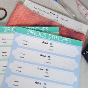 Fabric Labels- Long Stickers for Bolts / Comic Board - Organize Cross Stitch Fabric - Storage Method in Pastel Colors - Aida, Linen, etc