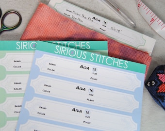 Fabric Labels- Long Stickers for Bolts / Comic Board - Organize Cross Stitch Fabric - Storage Method in Pastel Colors - Aida, Linen, etc
