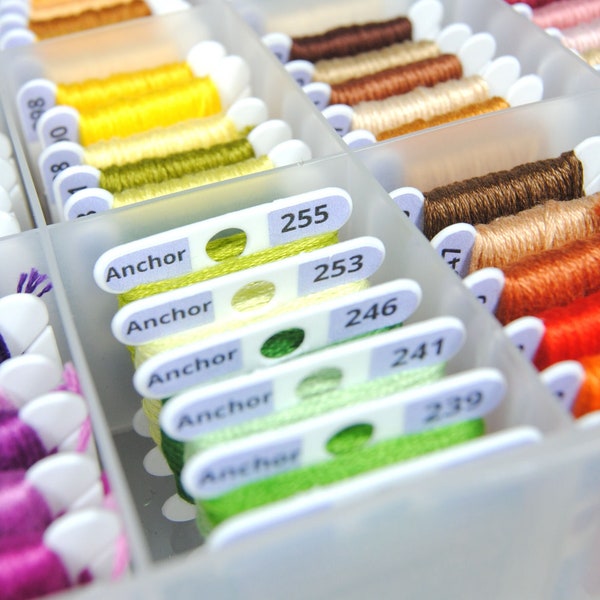 Anchor Thread Labels - Organize your Bobbins with Large Font Number Stickers - Thread Box Storage Organization Method in Pastel Colors