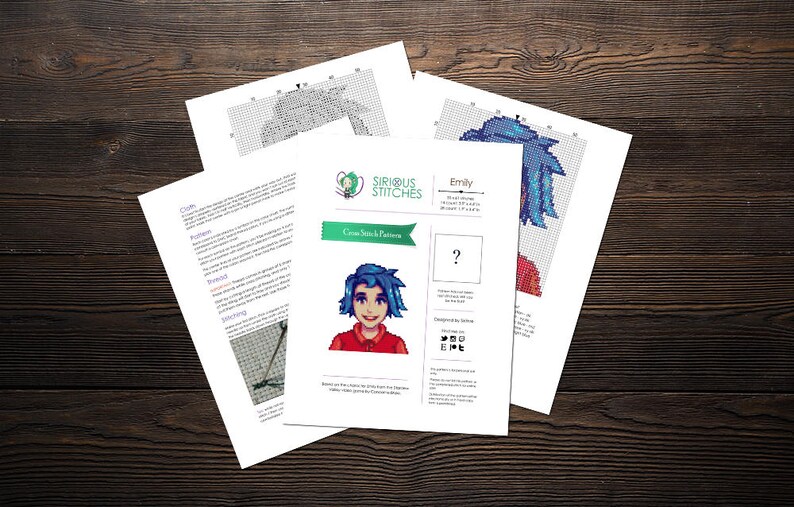 Cross Stitch Pattern Emily Portrait Stardew Valley Etsy