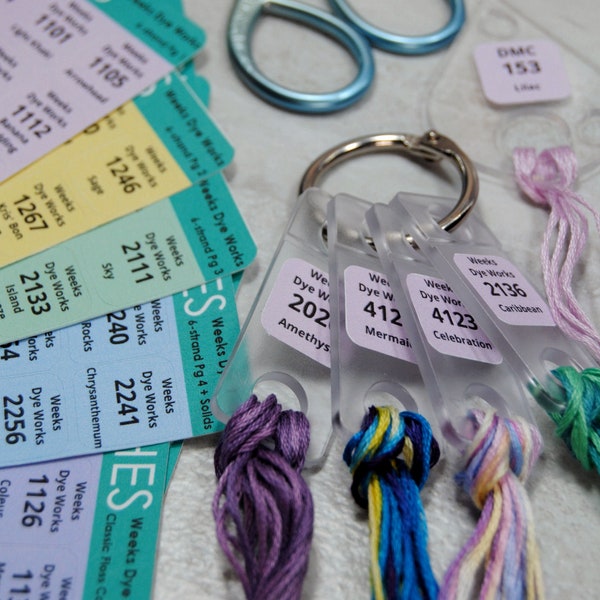 Weeks Dye Works Thread Drop Labels - Organize your Overdyed Thread on Annie's Keepers and Floss Drops with Large Font Number Stickers