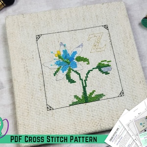 Zelda-kruissteekpatroon - stille prinses - op Breath of the Wild geïnspireerde botanische studie - DIY Game Room Decor - nerdy bloemdessin