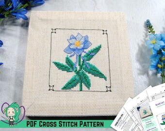 Patrón de punto de cruz de impacto Genshin - Glaze Lily - Estudio de flores de Liyue - Diseño floral moderno inspirado en videojuegos - DIY Sutil Nerdy Wall Art
