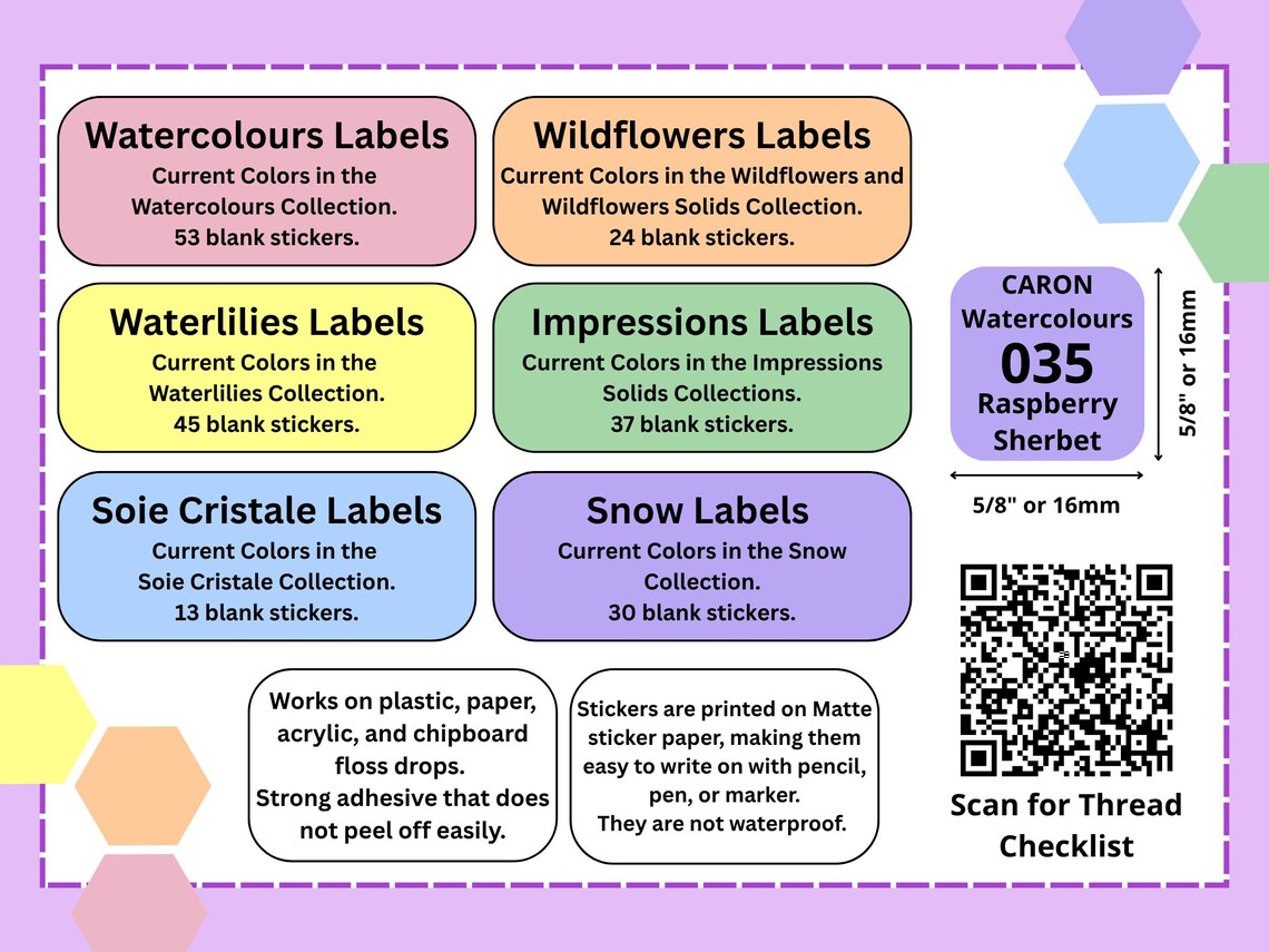 Thread Class Labels CARON Collection Thread Drop Labels - Organize Your Overdyed Thread on ...