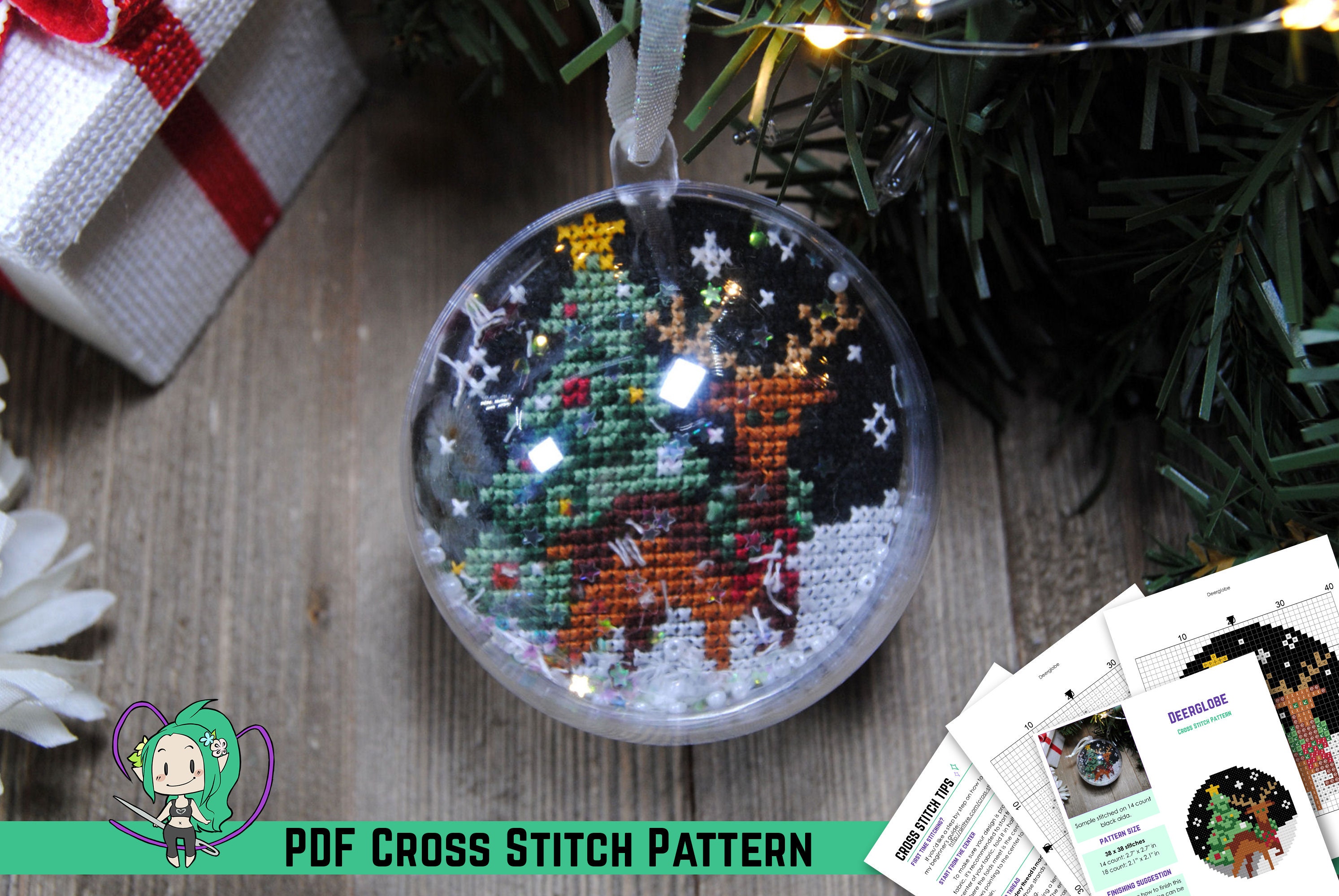 Christmas Deer Cross Stitch Pattern - Holiday Design - DIY Christmas ...