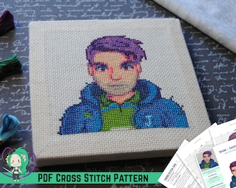 Stardew Valley Cross Stitch Pattern - Shane Villager Portrait - DIY Game Room Art - Von Autor des offiziellen Cross Stitch Guide Book