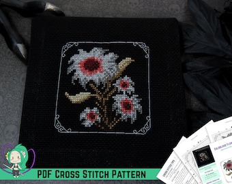 Bloodborne Cross Stitch Pattern - Coldblood Flower  - Loran Flower Study - Video Game Inspired Modern Floral Design - DIY Wall Art