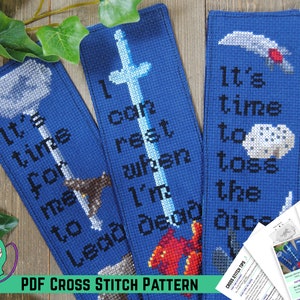 Wheel of Time Cross Stitch Patterns - Bookmark Quote Designs  - Rand al&#39;Thor, Mat Cauthon, Perrin Aybara - Set of 3