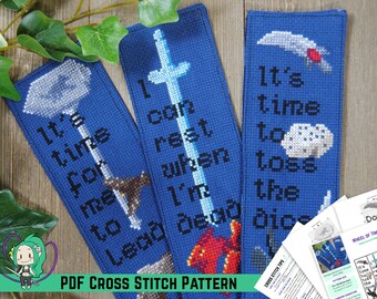 Wheel of Time Cross Stitch Patterns - Bookmark Quote Designs  - Rand al'Thor, Mat Cauthon, Perrin Aybara - Set of 3