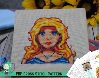 Stardew Valley Cross Stitch Pattern - Haley Villager Portrait - DIY Game Room Art - Von Autor des offiziellen Cross Stitch Guide Book