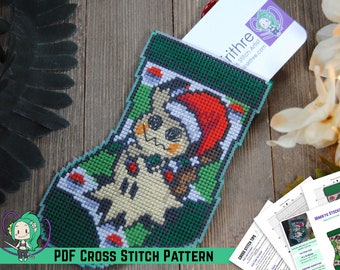 Pokemon Cross Stitch Pattern - Mimikyu Christmas Stocking - Gift Card Holder - Video Game Inspired Modern Design - DIY Nerdy Decorations