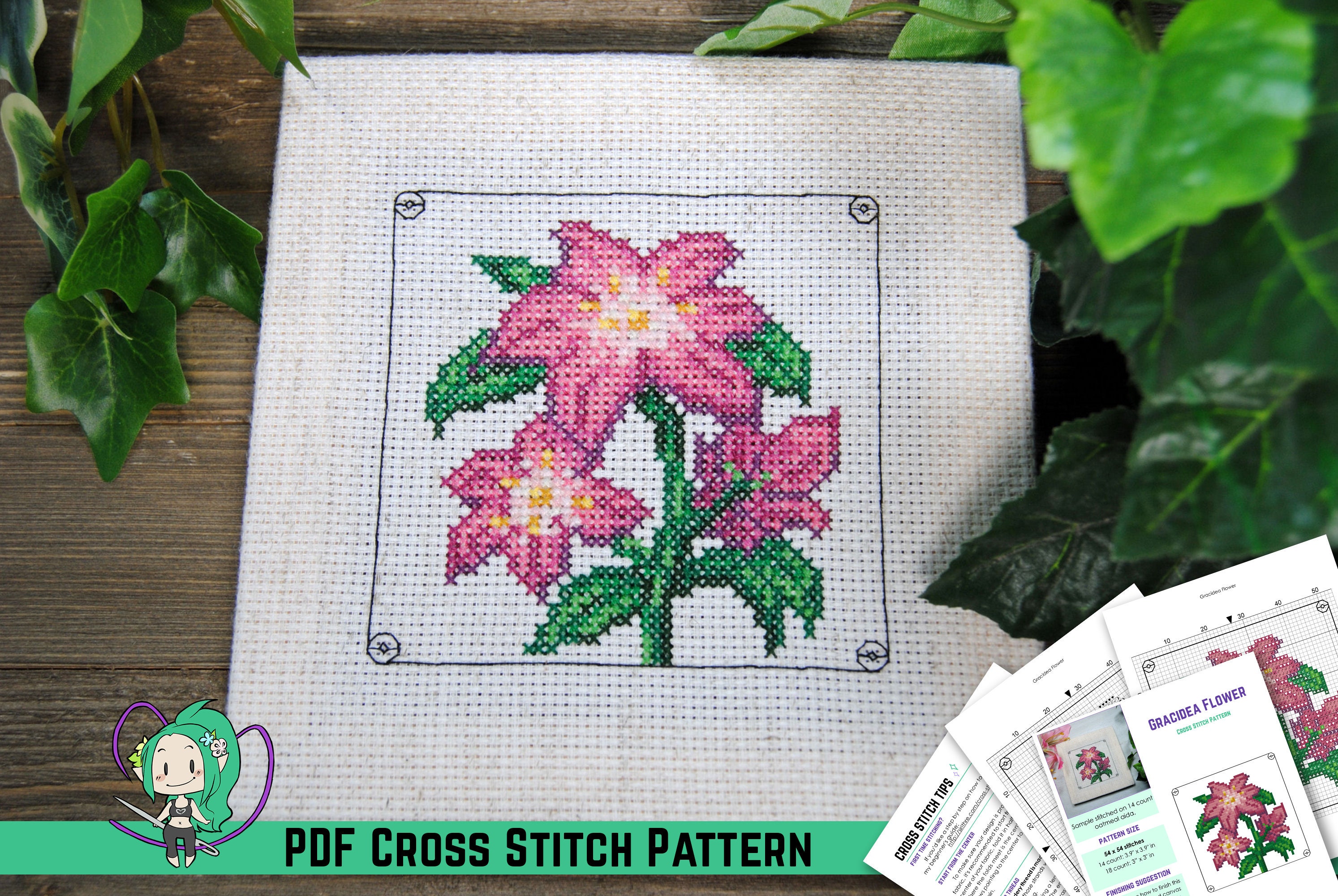 Pokemon Cross Stitch Pattern - Gracidea - Sinnoh Flower Study - Video ...