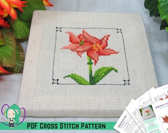 Patrón de punto de cruz de impacto Genshin - Aster de rueda de viento - Estudio de flores de Mondstadt - Diseño floral moderno inspirado en videojuegos - Arte de pared DIY
