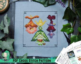 Genshin Impact Cross Stitch Pattern - Aranara Forest Spirits - Video Game Inspired Modern Design - DIY Wall Art