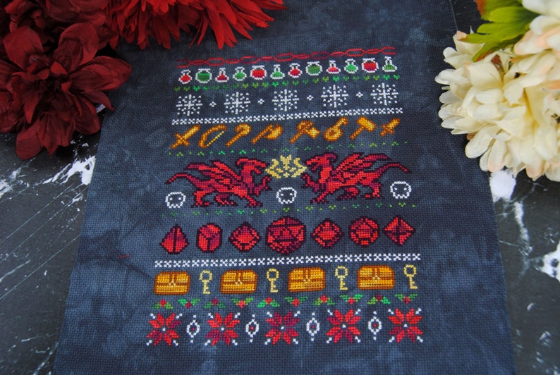 D&D Cross Stitch Pattern - Band Sampler Design - Dungeons and Dragons ...