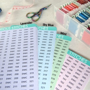 DMC Thread Labels Organize your Bobbins with Large Font Number Stickers Thread Box Storage Organization Method in Pastel Colors image 2