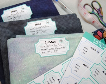 Fabric Label Stickers - Organize Your Cross Stitch Fabric - Storage Method in Pastel Colors - Aida, Evenweave, Linen - Lugana, Belfast