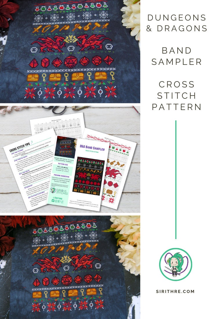D&D Cross Stitch Pattern - Band Sampler Design - Dungeons and Dragons ...