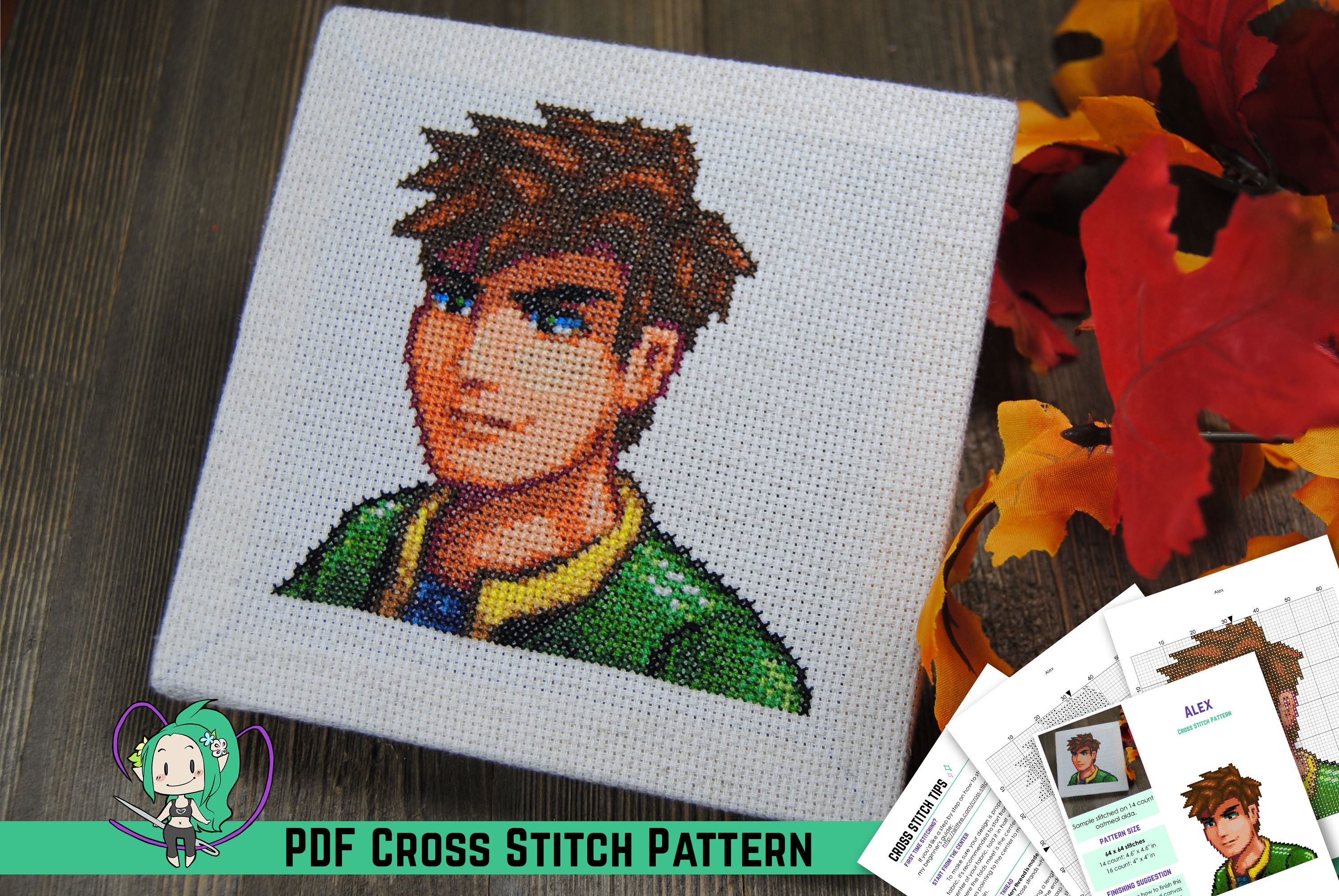 Stardew Valley Cross Stitch Pattern Alex Villager Portrait Etsy