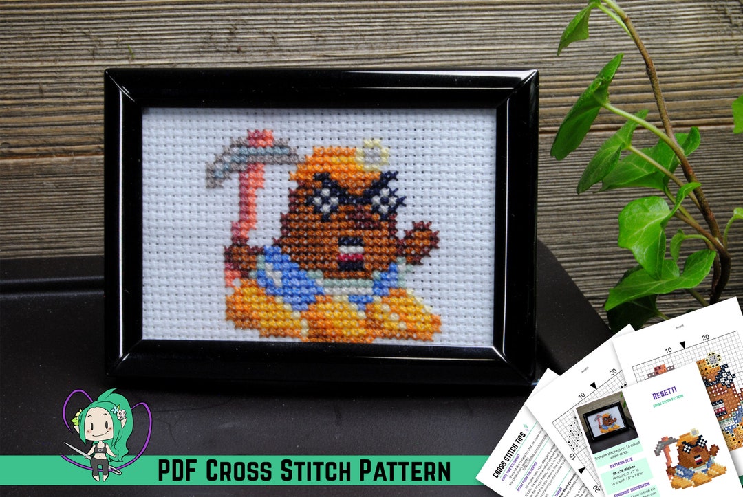 Animal Crossing Cross Stitch Pattern - Angry Resetti Mini Design - Cute ...