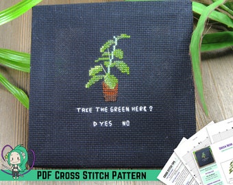 Resident Evil Cross Stitch Pattern - Take the Green Herb - Biohazard First Aid - Video Game Inspired DIY Wall Art