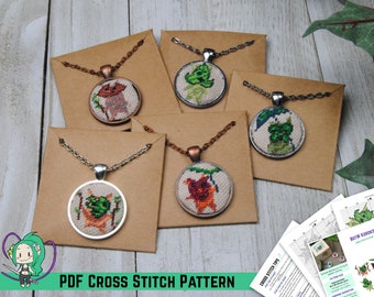 Zelda Cross Stitch Pattern - Korok Sprites - The Legend of Zelda Mini Design - Variety Pack with 5 small patterns - DIY Needlepoint Jewelry