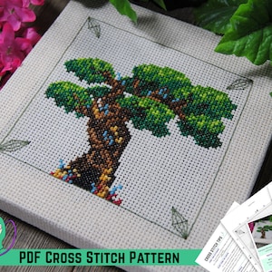 Sims Cross Stitch Pattern - Sylvan Tree Design - Sim Secret Area -  Video Game Inspired DIY Gift for Gamer