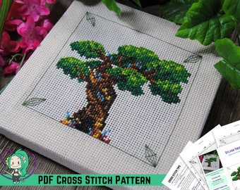 Sims Cross Stitch Pattern - Sylvan Tree Design - Sim Secret Area -  Video Game Inspired DIY Gift for Gamer