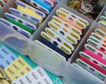 The Gentle Art Thread Labels - Organize your Bobbins with Large Font Number Stickers - Thread Box Storage Organization Method