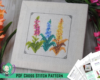 Zelda Cross Stitch Pattern - Breath of the Wild Safflina Flower Design - Legend of Zelda Inspired - Flowers of Hyrule - DIY Game Room Art