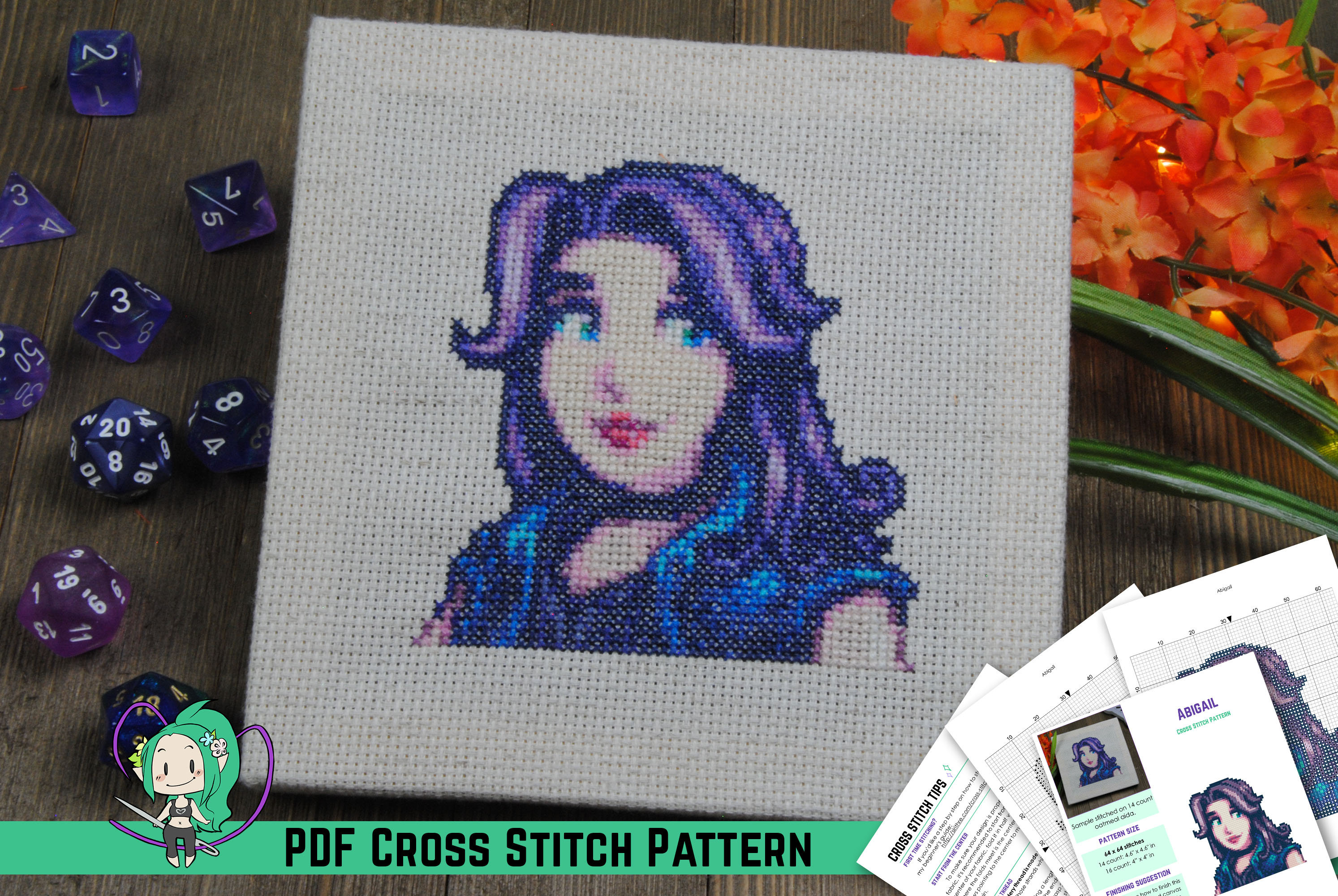 Stardew Valley Cross Stitch Pattern Abigail Villager - Etsy