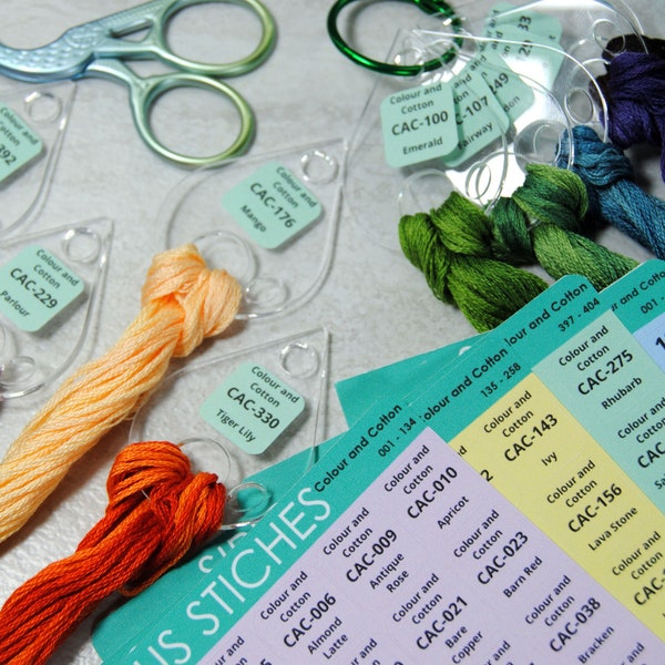 Colour and Cotton Thread Drop Labels - Organize your Overdyed Thread on Annie's Keepers and Floss Drops with Large Font Number Stickers