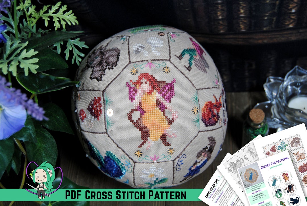 Faerie Quaker Ball Cross Stitch Pattern Fairy Tale 3D Design DIY