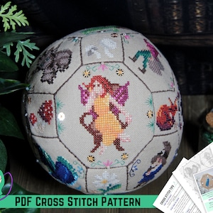 Faerie Quaker Ball Cross Stitch Pattern - Fairy Tale 3D Design - DIY Cottage Core Home Decor / Gift