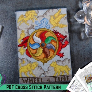 Schema punto croce Ruota del Tempo - Parodia dei Tarocchi della Fortuna - Design Mashup - Ispirato al Libro Fantasy - Decorazione da parete fai da te / Regalo