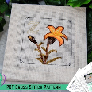 Zelda-kruissteekpatroon - zonnebloem - op Tears of the Kingdom geïnspireerde botanische studie - DIY Game Room Decor - nerdy bloemdessin