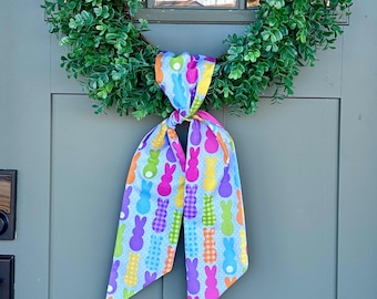 Easter Wreath Sash, Bunny Wreath Ribbon, April, spring  door decor, decoration, front door style, embroidery blank