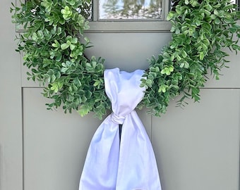 Monogram Wreath Sash, Wreath Sash For Front Door, Embroidered Front Door Bow, Initial Door Sash, Monogram Wreath Ribbon, Wreath Scarf