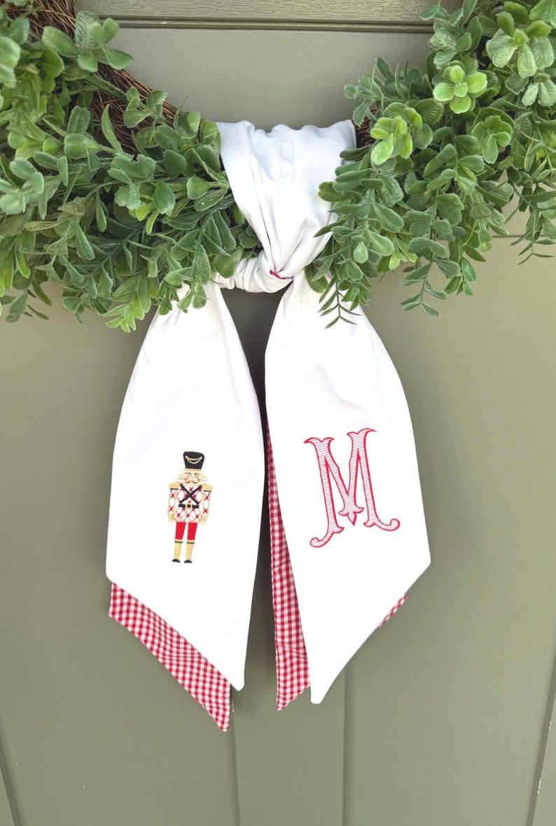 Letter G - Nutcracker monogrammed Wreath Sash For Front Door