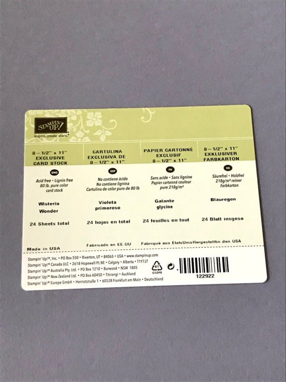 Stampin Up ELEGANT EGGPLANT CARDSTOCK 8 1//2 x 11 Purple FULL PACK