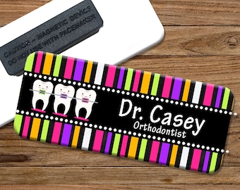 Braces Teeth Orthodontist Magnetic Name Badge, Magnetic Name Tag