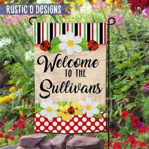 Ladybug Personalized Garden Banner 12&quot;x18&quot;
