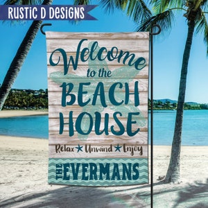 Welcome to the Beach House Personalized Home Garden Banner 12"x18"
