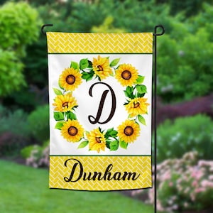 Sunflower Initial Welcome Personalized Home Garden Banner 12&quot;x18&quot;