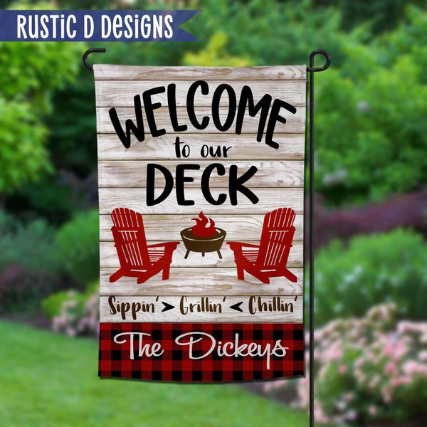 Welcome to our Deck Personalized Home Garden Banner 12"x18"