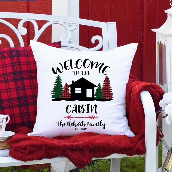 Welcome to the Cabin Pillow Cover, Personalized Gift, Cabin Pillow Cover, Cabin Decor, Personalized Pillow Cover, Decorative Pillow