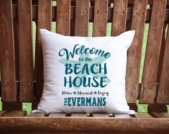 Welcome to the Beach House Pillow Cover, Personalized Gift, Beach House Pillow Cover, Beach House Decor, Personalized Pillow Cover