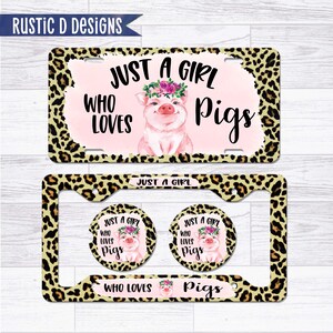 Just a Girl Who Loves Pigs License Plate Car Tag, License Plate Frame, Car Coasters