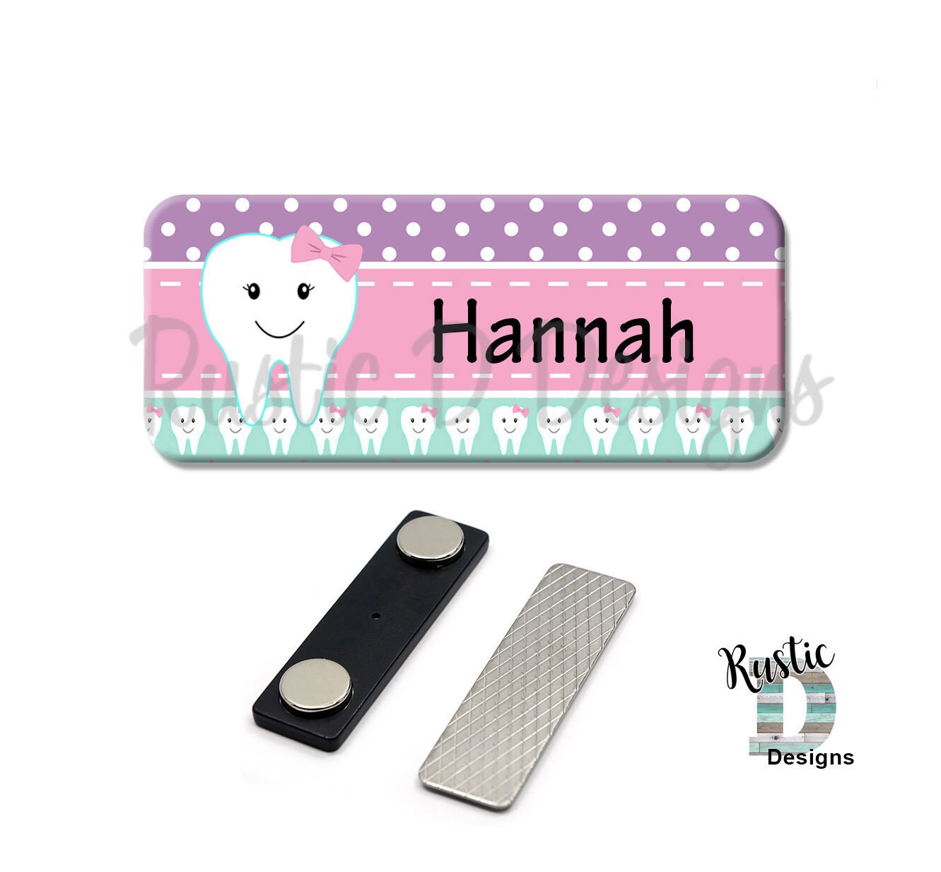Girly Tooth Dental Hygienist Dentist Name Badge Etsy