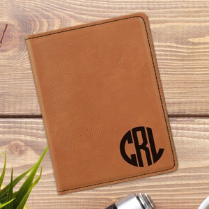 Circle Monogram Personalized Leatherette Passport Holder
